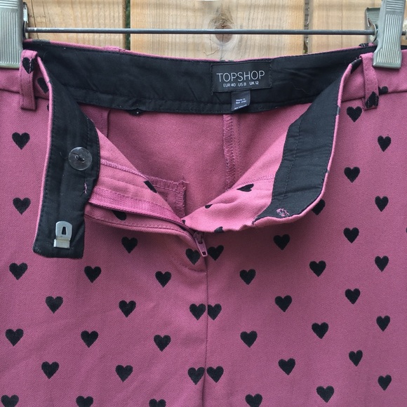 Topshop Heart Cropped Pants. Dusty Rose with black hearts. Women’s US 8 … - Picture 6 of 16